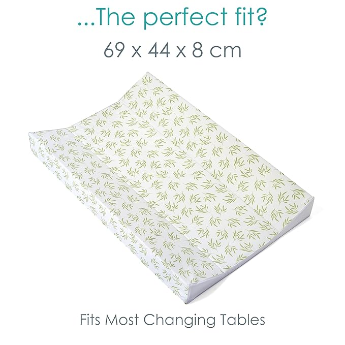 Clair de Lune Leaf Anti-Roll Wedge Baby Changing Mat 69 x 44cm