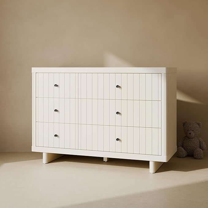 Storkcraft Kyoto 6 Drawer Dresser (Frosted Oat) - GREENGUARD Gold Certified, Nursery & Kids' Bedroom, Safety Interlocking Drawer System, & Easy Assembly with Pre-Installed Tracks