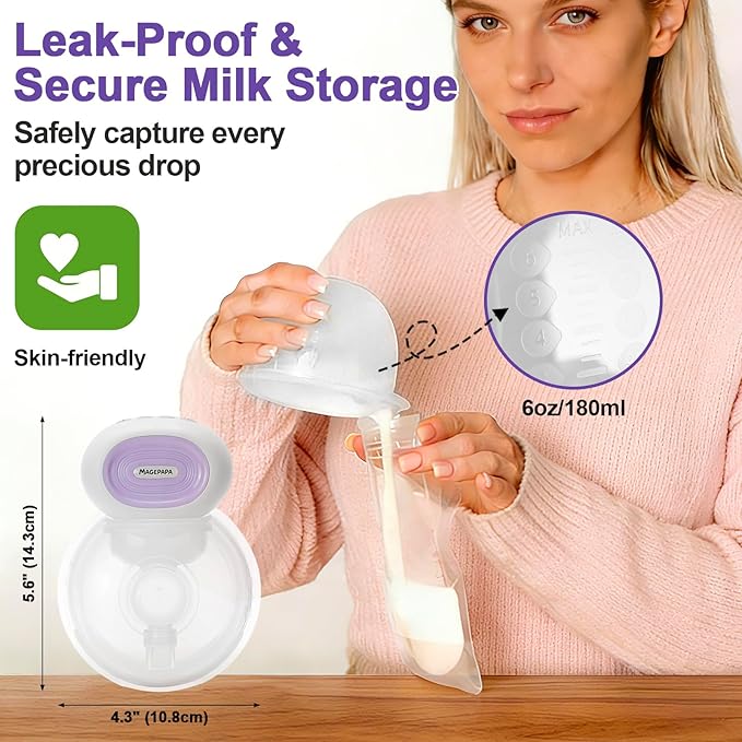 Hands-Free Wearable Electric Portable Breast Pump with 4 Modes 12 Levels Adjustable and Intelligent Memory for Breastfeeding Moms