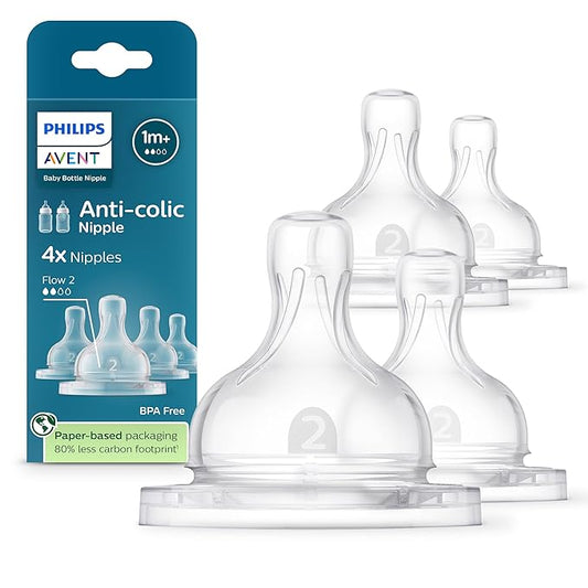 Philips Avent Anti-Colic Nipples - Flow 2, 4-Pack, SCY762/44