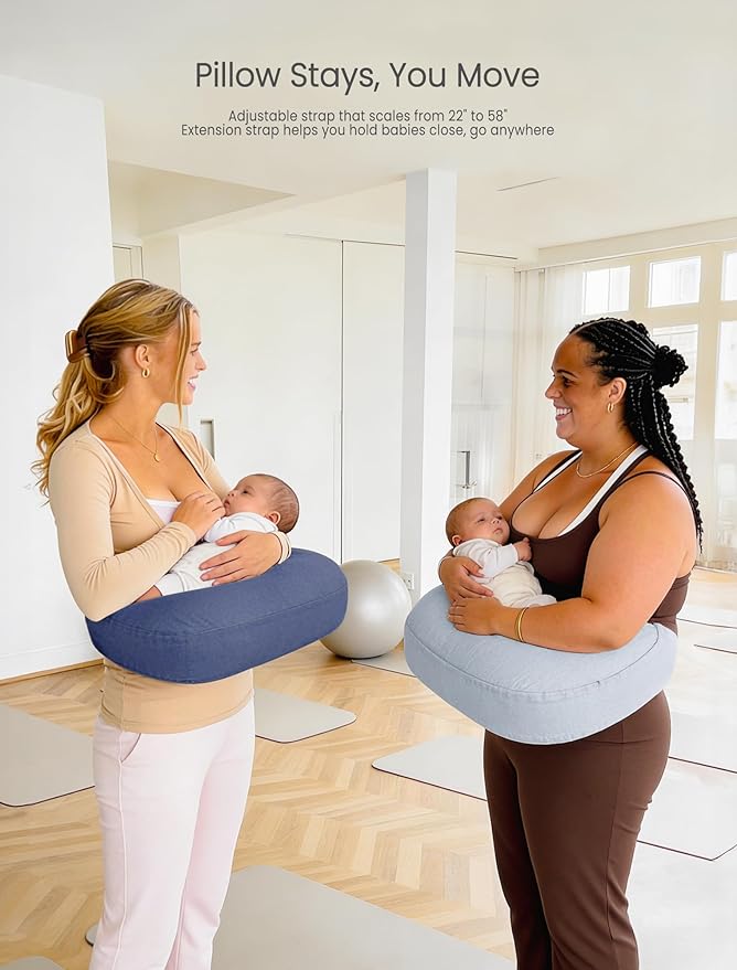 lulumoon Muslin Nursing Pillow Covers - 2-Pack Soft Cotton Slipcovers for Breastfeeding & Bottle-Feeding - Extension Strap for Snug Fit & No Sliding - Hidden Zipper Safety for Newborn Baby