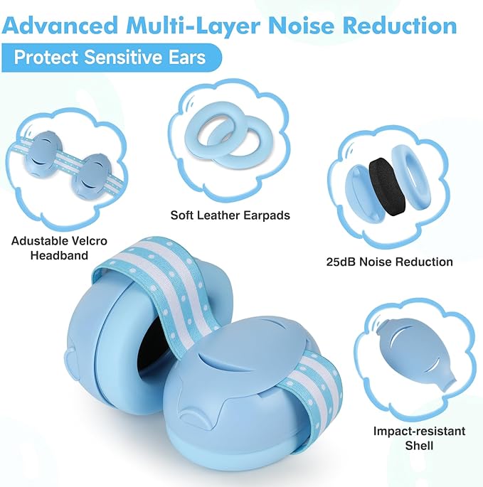 [2-in-1] Baby Ear Muffs Noise Protection - [Two Modes] Baby Headphones for Noise Cancelling Headphones- Infant Headphones Noise Cancelling - Ear Protection for 3 Months to 4 Years