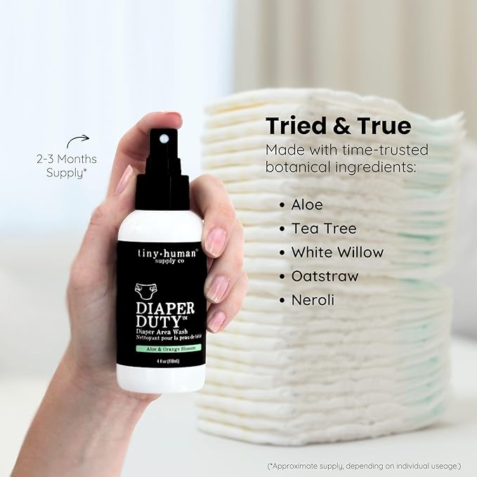 Diaper Duty Diaper Area Wash 4oz (5 Pack), Orange Blossom & Aloe, Gentle Cleansing Spray for Cloth Diapers, Calming & Soothing