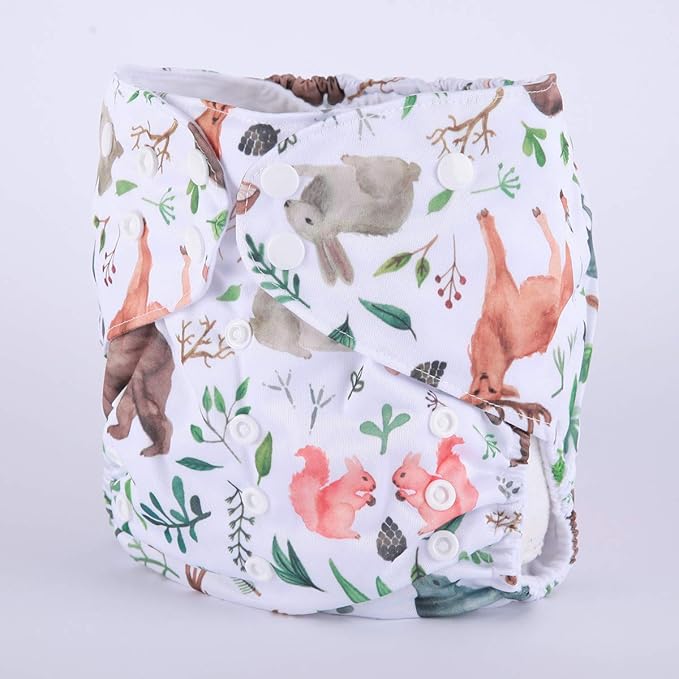 2 to 7 Years Old Junior Big Cloth Diaper Nappy Pocket Reusable Washable (Watercolor Animals)