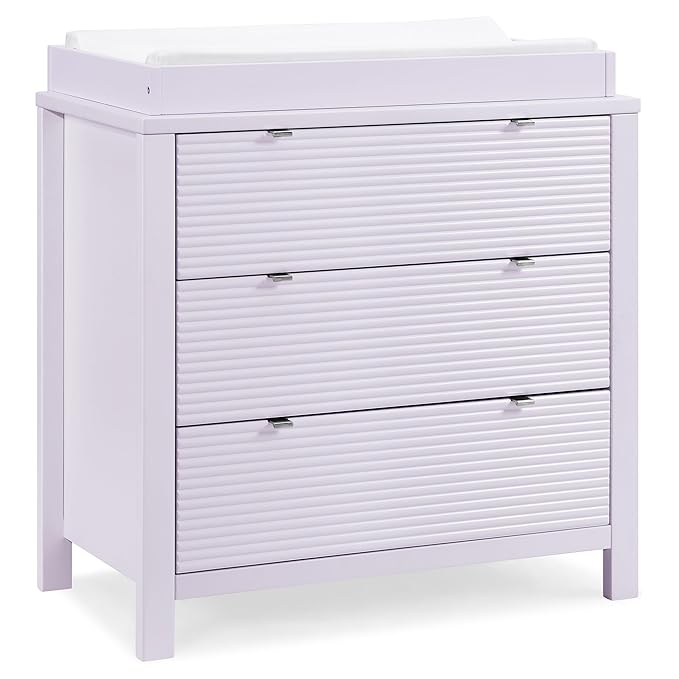 Delta Children Cassie 3 Drawer Dresser with Changing Top and Interlocking Drawers, Lilac