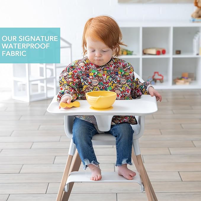 Bumkins Sleeved Bib for Girl or Boy, Baby and Toddler for 6-24 Mos
