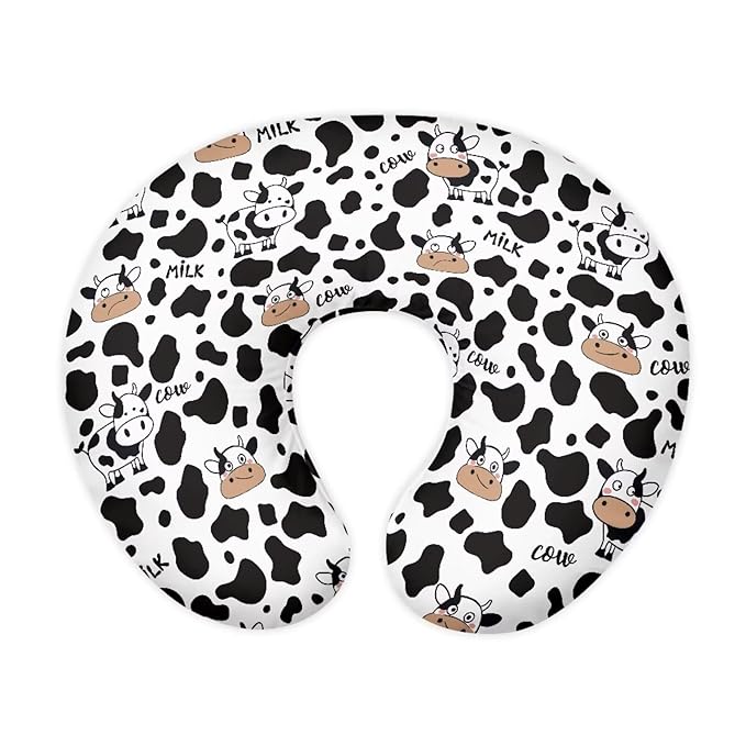 Milk Cow Nursing Pillow Cover for Baby Girl Boy Cowhide Removable Covers for Breastfeeding Pillows Safe and Snug Breast Feeding Pillowcases for Moms Nursing Covers