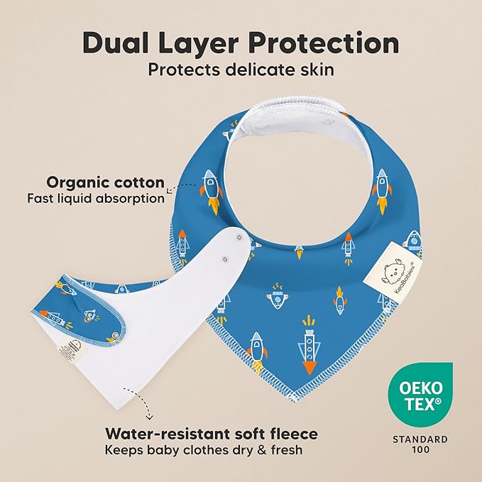 KeaBabies 8-Pack Organic Baby Bandana Bibs for Boys, Girls - Super Absorbent Triangle Baby Bibs for Drooling and Teething Infant, 100% Cotton Extra Soft for Newborn, Infant 0-36 Months (Cosmo)