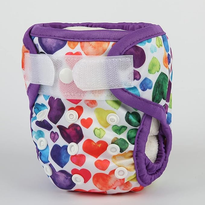 Newborn Baby Cloth Diaper Cover Nappy Hook and Loop (Multicolor Hearts)