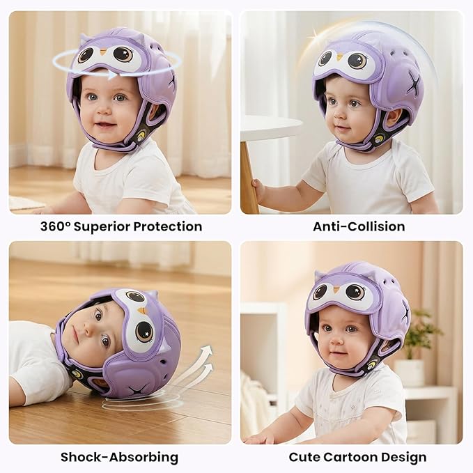 Mambobaby Baby Head Protector Helmet for Crawling and Walking, Breathable Soft Helmet, Ultra-Lightweight & Adjustable, Prevents Bumps Safety Helmet for Infants Toddlers 6-24 Months (Starry Owl)