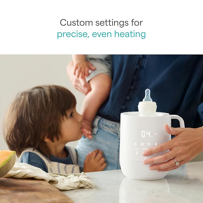Munchkin Precision Baby Bottle Warmer for Breastmilk, Formula, Food Jars, and Sterilizing Small Parts - Compatible with All Bottle Brands, Glass, Silicone & Plastic, Digital Display, White (Plug-in)