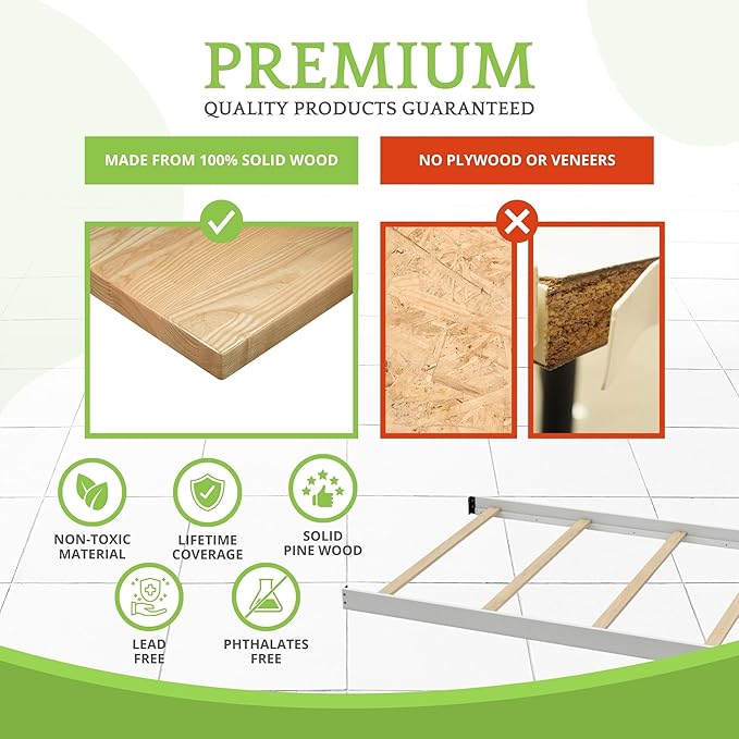 Full-Size Conversion Kit Bed Rails for Oxford, Soho, Ozlo & Avalon Baby Convertible Cribs - Solid Wood - Toddler and Adult Rail for Full-Size Bed - Nursery and Baby Furniture (Gray, Bolt-On Kit)