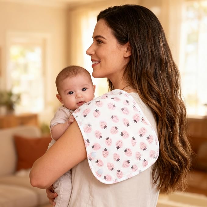 2-in-1 Burp Cloths and Baby Bips - 6 Pack Large Super Absorbent Soft Cotton Burping Cloths for Spit Up, 3 Layers Thick Baby Burp Rags for Girls & Boys
