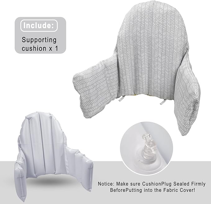 High Chair Cushion, New Type High Chair Cover Pad/pad for High Chair,highchair Cushion for IKEA Antilop Highchair,Built-in Inflatable Cushion,Baby Sitting More Comfortable (Gray Stripes)