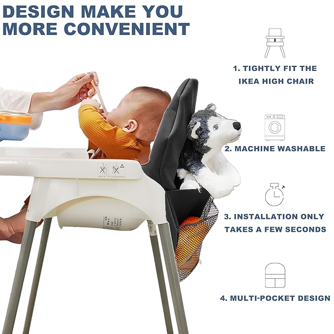 High Chairs Pocket Only Compatible with IKEA Antilop High Chair, IKEA High Chair Accessories(Black)