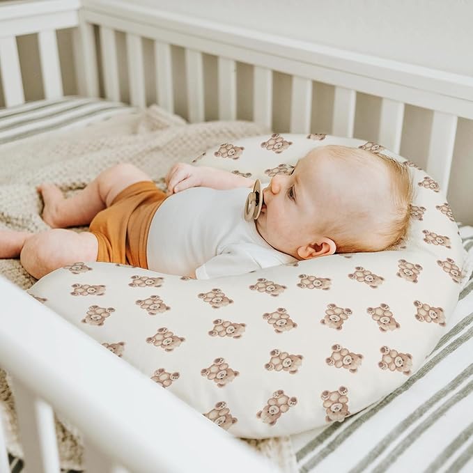 Neutral Boho Bears Baby Nursing Pillow Covers for Boy Girl Cute Vintage Brown Bear Nursing Pillowcase for Breastfeeding Pillows Gender Neutral Animal Soft Stretchy Slipcovers for Newborn Infant