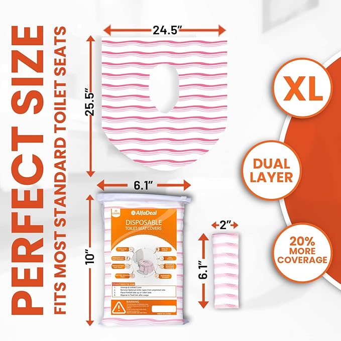 40 Extra Large Toilet Seat Covers Disposable for Kids-Toddler Toilet Seat Cover Liners for Potty Training-Individually Wrapped-Portable Waterproof AntiSlip-Toilet Covers Disposable for travel