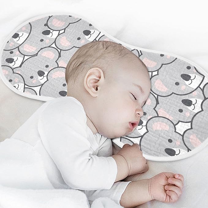 Cute Cartoon Koala Pattern Muslin Burp Cloths for Baby 1 Pack 100% Cotton Baby Washcloths Bibs for Boy Girl