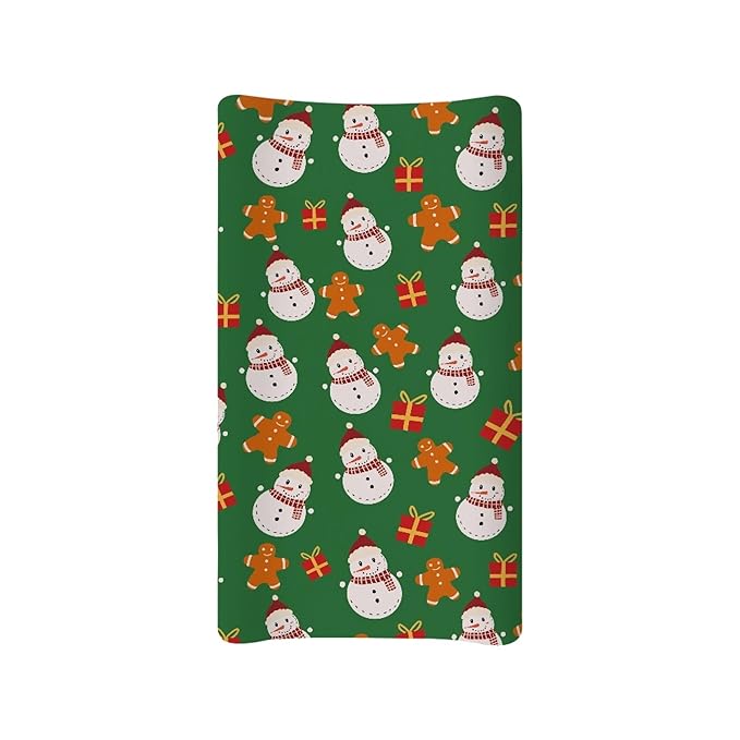 Snowman Changing Pad Covers Gingerbread Man Comfortable Changing Table Cover for Baby Boys Christmas Day Soft Breathable Changing Pad Sheets Cover for Baby Girls Green