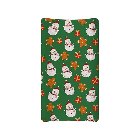Snowman Changing Pad Covers Gingerbread Man Comfortable Changing Table Cover for Baby Boys Christmas Day Soft Breathable Changing Pad Sheets Cover for Baby Girls Green