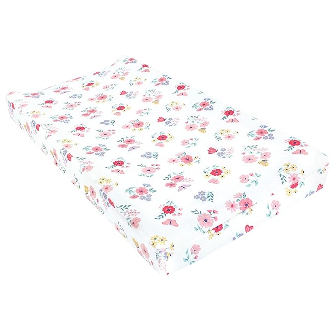 Hudson Baby Unisex Baby Changing Pad Cover, Butterfly Floral, One Size