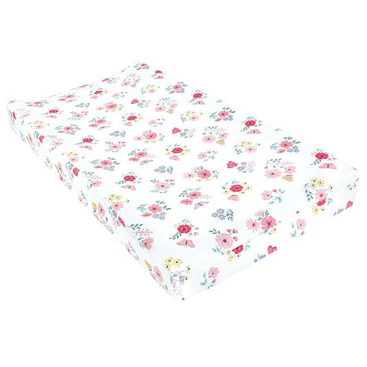 Hudson Baby Unisex Baby Changing Pad Cover, Butterfly Floral, One Size