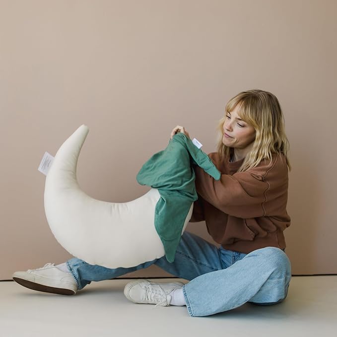 Snuggle Me Organic Feeding Support Pillow Cover, Machine Washable 100% Organic Cotton, Soft Nursing Cover for Breastfeeding, Pillow Slipcover for Baby Girls Boys Newborn - Moss