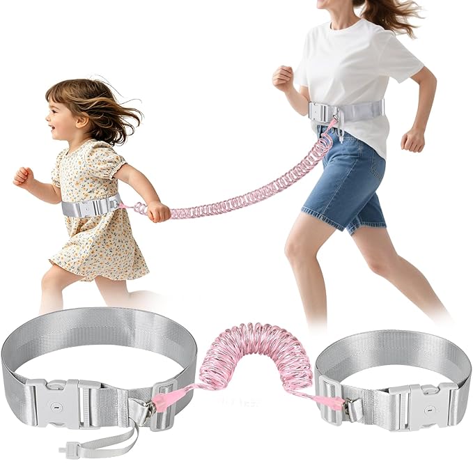 Accmor Toddler Safety Waist Leash, Hands-Free Anti Lost Waist Link with Lock, Adjustable Walking Leash Belt for Active Child, Reflective Secure Public Walking Tether for Special Needs, Autistic, ADHD
