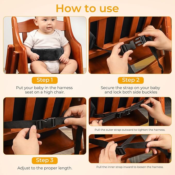 High Chair Straps, Universal Baby Safety Strap, Highchair Harness for Infant&Toddler's（Pink）