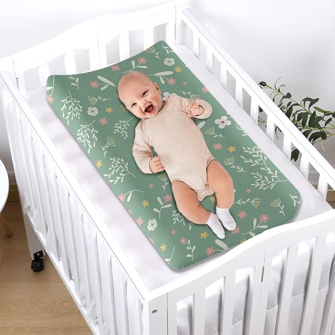 Baby Stretchy Changing Pad Cover, Breathable Changing Pad Cover for Infants and Toddles, Hippie Floral Print 16 * 32 Inches
