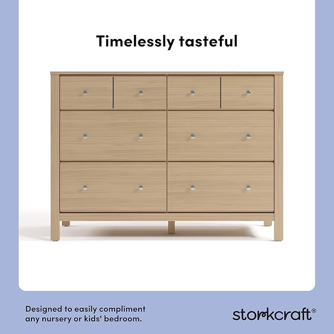 Storkcraft Horizon 6 Drawer Dresser (Driftwood) – GREENGUARD Gold Certified Dresser for Nursery & Kids’ Room, Modern Storage with Interlocking Drawer System