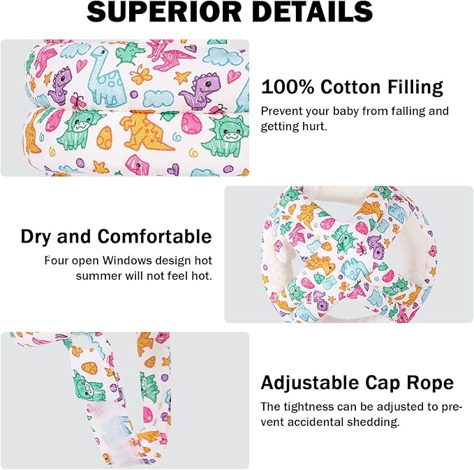 Baby Head Protector for Crawling Walking, Baby Helmet Adjustable No Bumps and Soft Cushion, Infant Safety Cap for Kid Learning to Walk