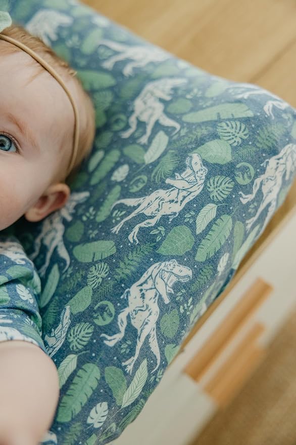 Copper Pearl Premium Knit Changing Pad Cover : Soft, Stylish, and Universal Fit for All Standard Diaper Changing Pads, Trendy Design Changing Pad Covers, Jurassic Park Fossils.