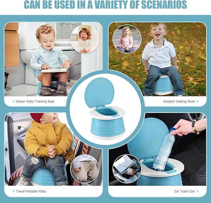 Portable Potty for Toddler Travel Foldable Potty Seat for Toddler Training Toilet for Kids Boys Girls Car On The Go Potty Travel Toilet Chair for Camping Park Indoor/Outdoor