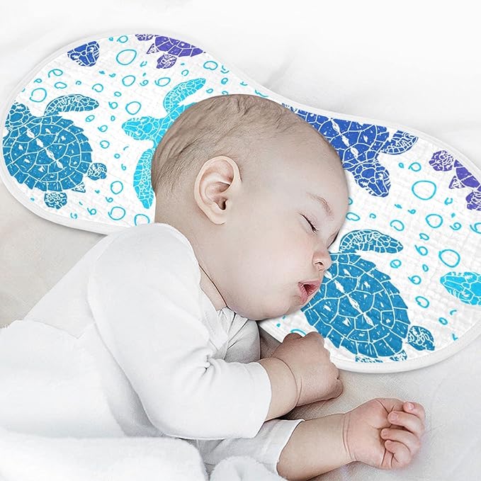 Sea Turtle Ocean Bubble Marine Turtles Muslin Burp Cloths for Baby 2 Pack 100% Cotton Baby Washcloths Bibs for Boy Girl