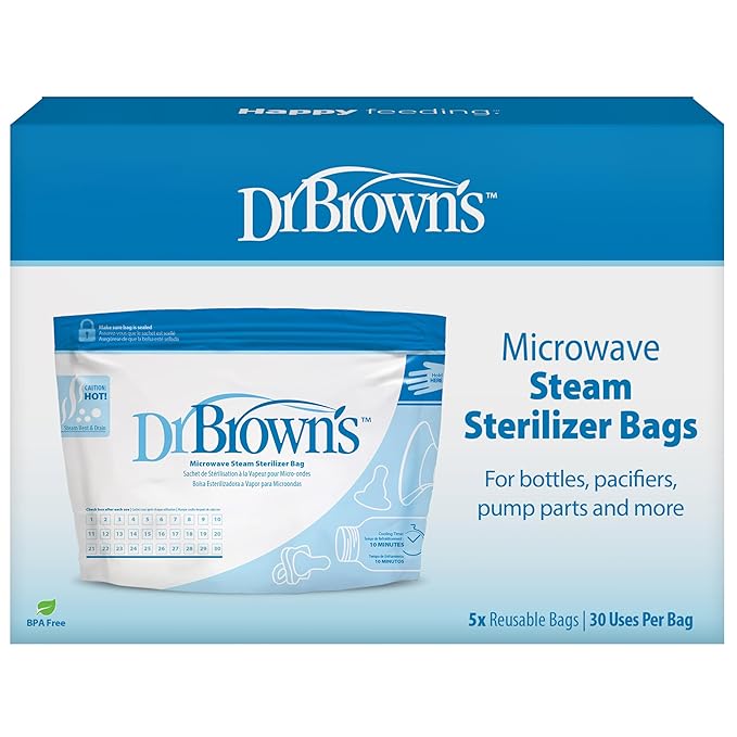 Dr. Brown's 36oz Formula Mixing Pitcher & 5-Pack Microwave Steam Sterilizer Bags for Baby Bottles