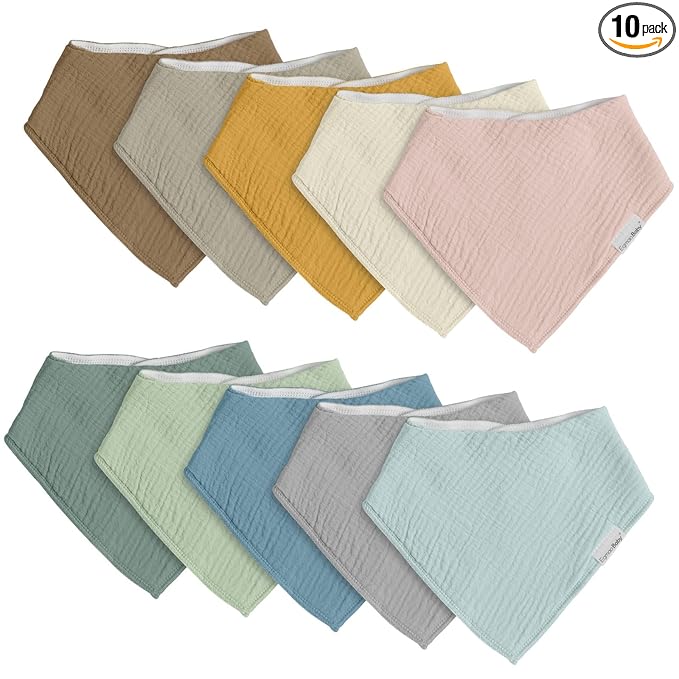 egmao baby Muslin Bibs for Drooling and Teething,10 Pack Drool Bibs for Boys Girls,100% Cotton Soft for Infant,Newborn