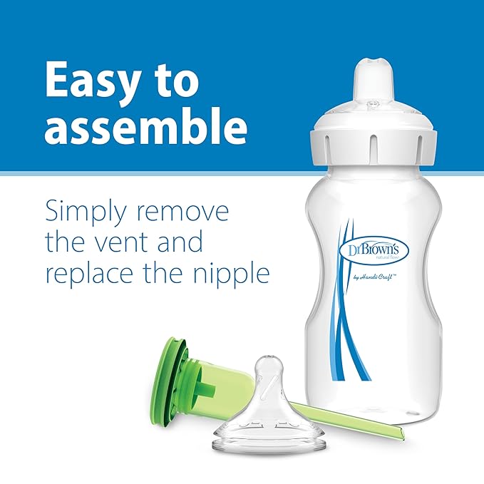 Dr. Brown's Options+ Wide-Neck Baby Bottle Silicone Sippy Spout, 6m+, 2-Pack