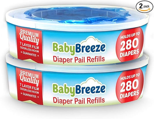 Diaper Pail Refill Bags Compatible with Playtex Diaper Genie Diaper Disposal System - 560 Count (2 Pack) – by BabyBreeze