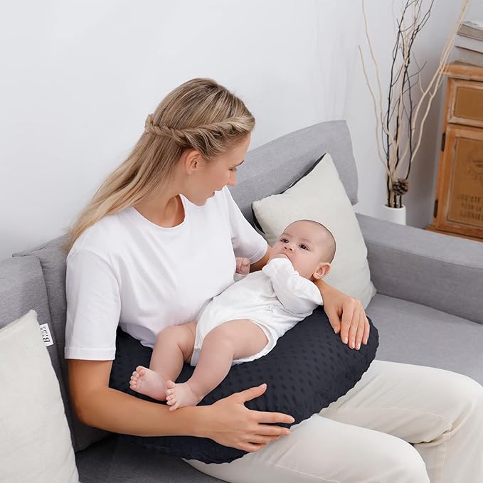 Pillowcase for Nursing Pillow and Positioner for Breastfeeding and Bottle Feeding, Propping Baby, Tummy Time, Baby Sitting Support, Awake-Time Support, Pillow Cover Only (Black)