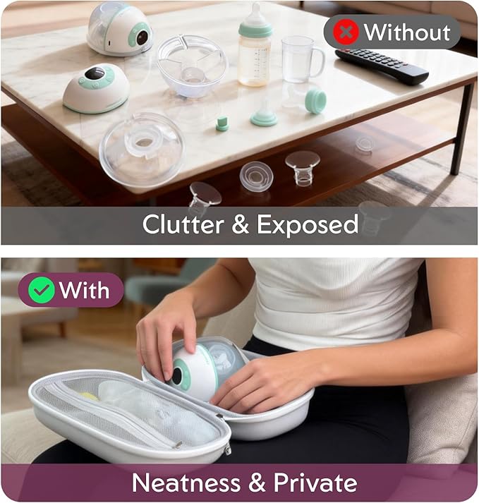 MOMMED Breast Pump Carrying Case, Hard Shell Protective Storage Bag Wearable Pumps & Cozy, Water-Resistant & Portable Breast Pump Case with Interior Strap