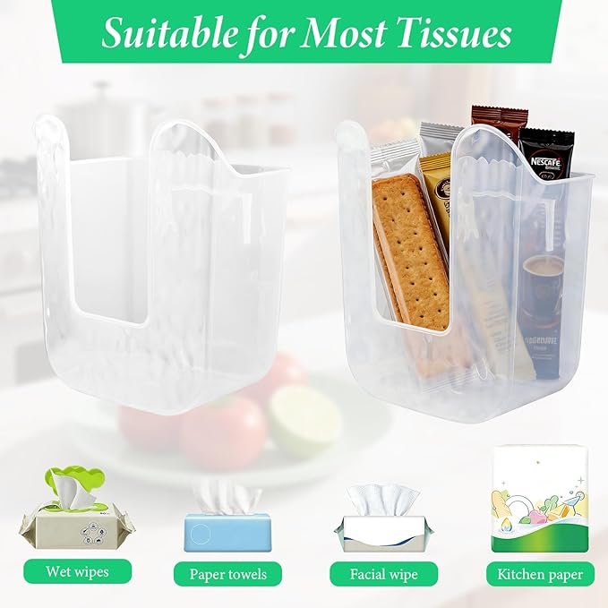 3Pcs Wall-Mounted Wipes Dispenser, Flushable Wipe Holder for Bathroom, Wet Tissue Dispenser Container, Refillable Kitchen Wipes Storage Box for Toilet Bathroom Bedroom (Transparent)