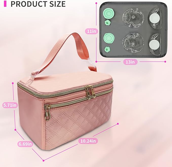 Wearable Breast Pump Bag for Elvie and Medela Pumps - Compact, Travel-Friendly Pump carrying case with Waterproof Mat - Ideal for Working Moms (Pink)