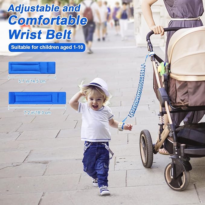 Accmor Anti Lost Wrist Link with Induction Lock, 2 Packs Upgraded Toddler Leash, Reflective Kids Wrist Leash for Baby, Magnetic Unlock Child Walking Wristband Leash for Boys Girls (Rose + Dark Blue)