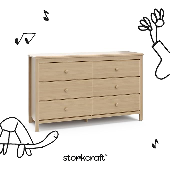 Storkcraft Alpine 6-Drawer Dresser (Driftwood) – GREENGUARD Gold Certified, Brown Dresser for Bedroom, Kids & Nursery Storage Drawers, Safety Interlocking Drawers, Pre-Installed Tracks, Kids Bedroom