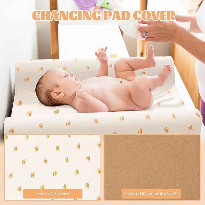 2 Pcs Changing Pad Cover, Soft Changing Pad Sheets, Changing Table Pad Cover, Cotton Fitted Diaper Changing Table Cover Set, Baby Diaper Change Table Pad Covers, 32x16x3.15in (Style 2)
