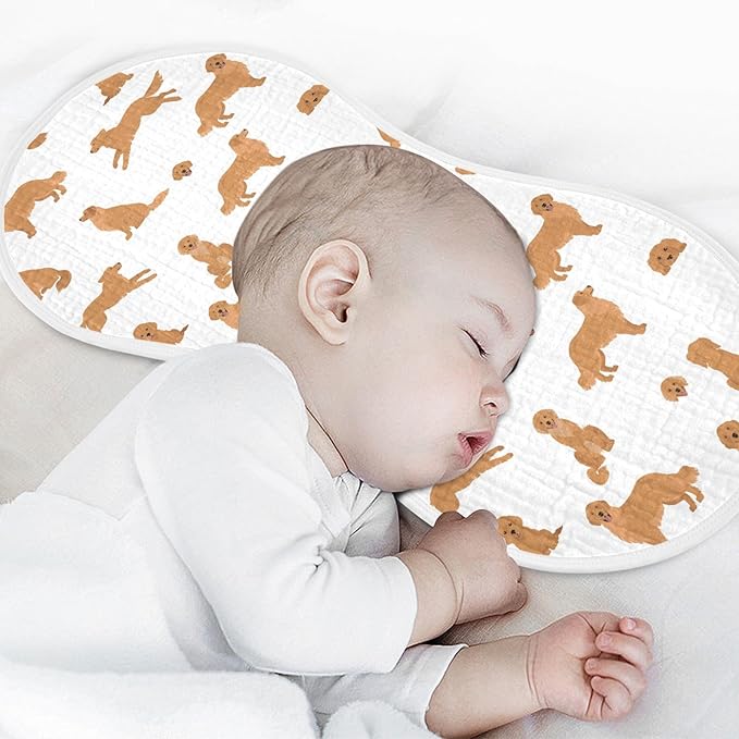 Muslin Burp Cloths for Baby Boys and Girls - 2-Pack Ultra Absorbent Golden Retriever Dogs Muslin Washcloths, Newborn Towel, Milk Spit Up Rags, Burp Cloth Bib for Unisex, 22 x 11 Inch