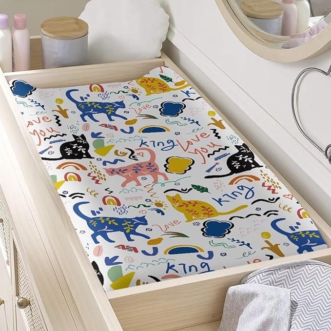 Cat Changing Pad Cover Waterproof Breathable Lightweight Diaper Changing Cover Comfy Sheet Crib Mat for Boys Girls Cozy Changing Table Cover