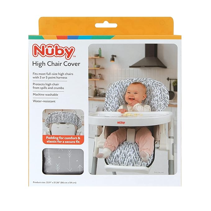 Nuby Baby High Chair Cover - Protects from Spills and Crumbs - Water Resistant for Easy Cleanup - Arrow Print