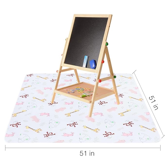 Baby Splat Floor Mat for Under High Chair/Arts/Crafts, 51" Waterproof Anti-Slip Food Splash Spill Protector Mat, Washable and Table Cloth